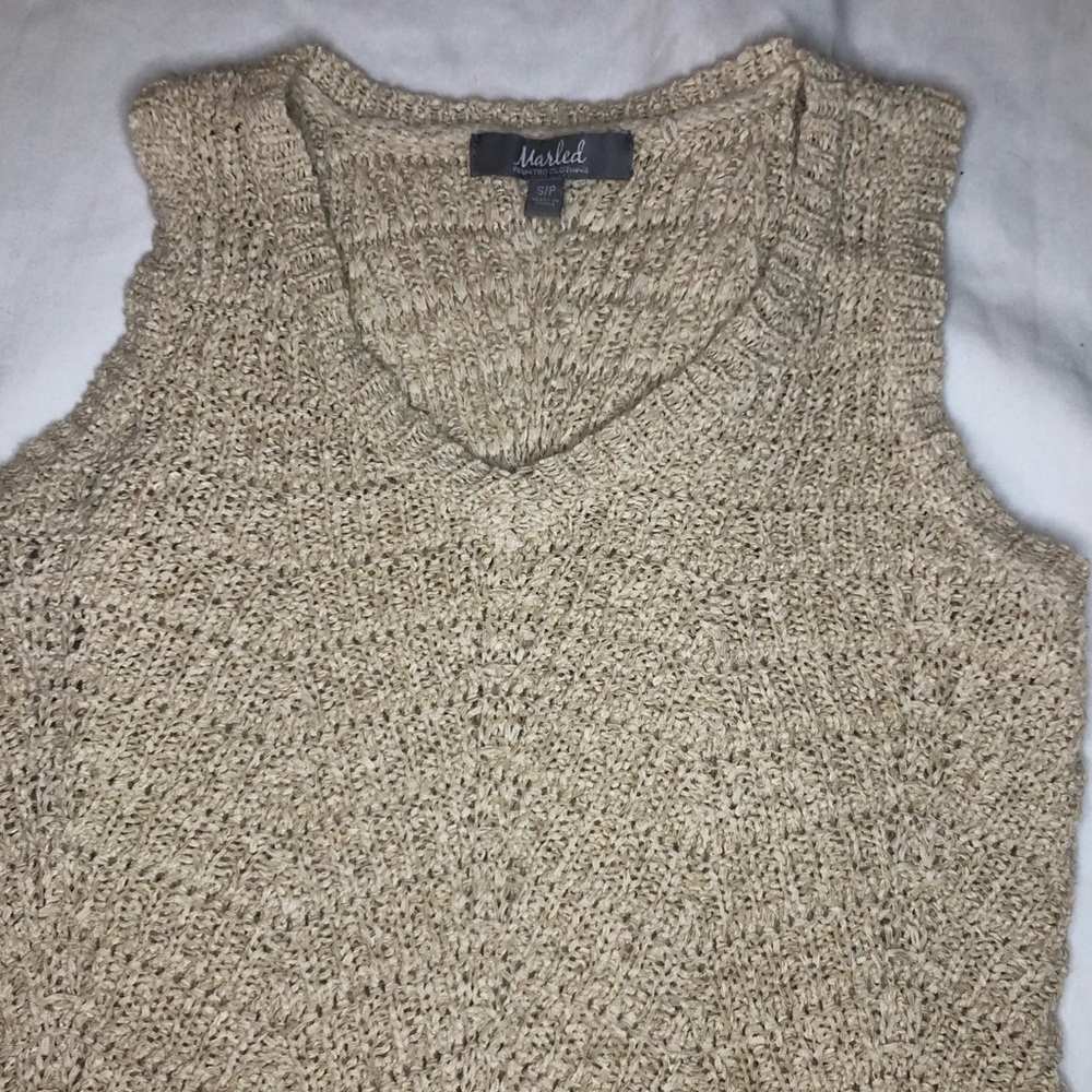 2/$15 Beige Knitted Sweater Vest Tank Size Small